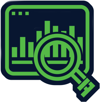 zoom-nitro-timer-evd-key-transactions A green icon of a magnifying glass over a computer screen.
