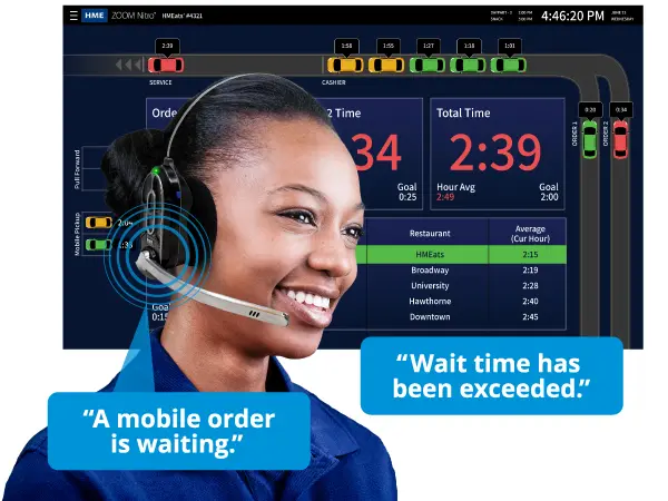 zoom-nitro-timer-integrated-alerts A woman wearing headphones and smiling for the camera.