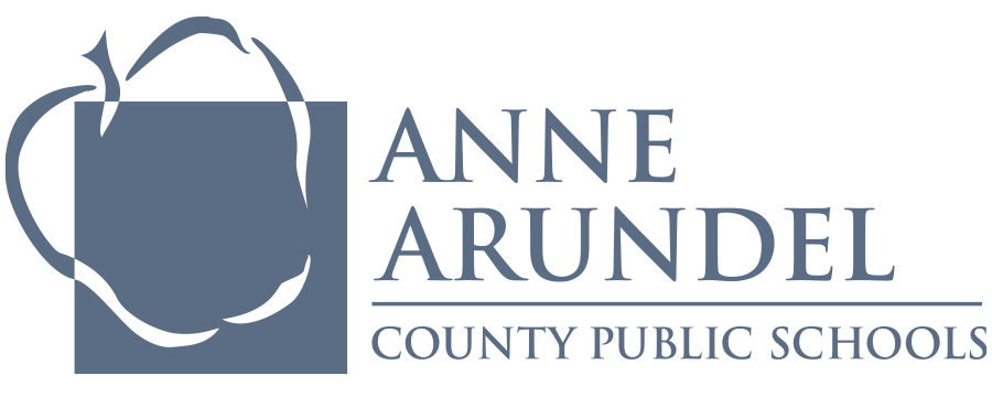 A green background with the words anne arundel county public library in blue.