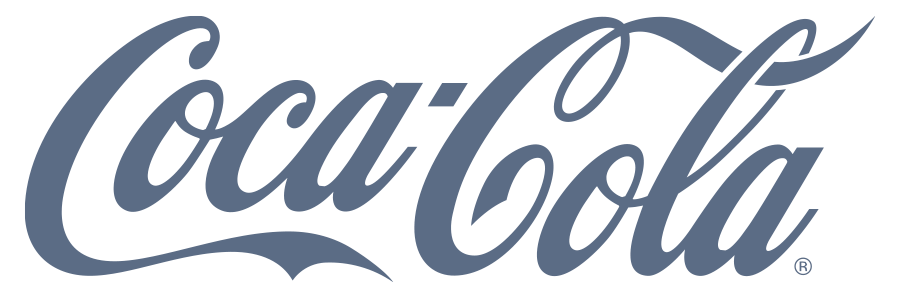 A green background with blue lettering and the word coca cola.