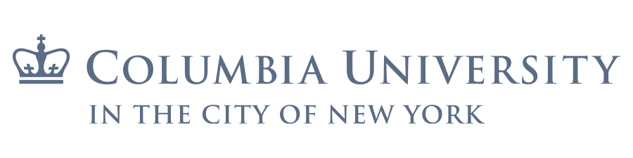A green banner with the words columbia university in blue.
