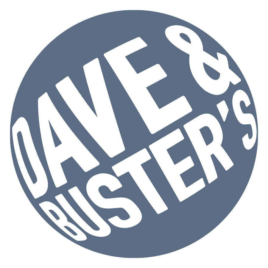 A blue circle with the word dave and buster 's written in it.