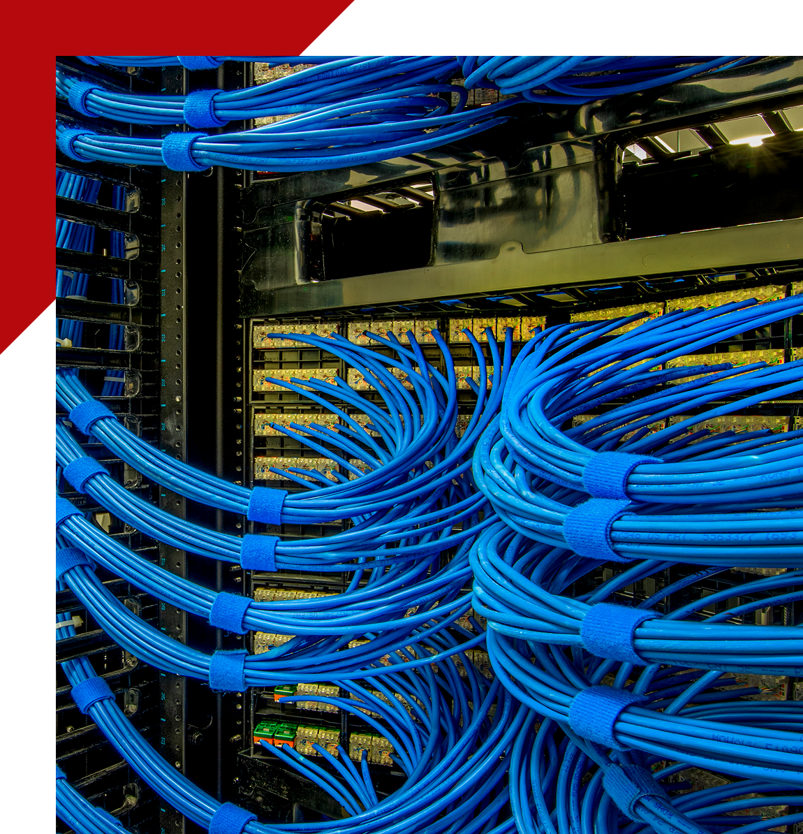 Group 12 A bunch of wires that are in the middle of a rack.