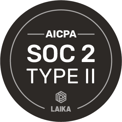 Laika_SOC2_TypeII_BlackHole-1-1 A black and white image of the soc 2 type ii logo.