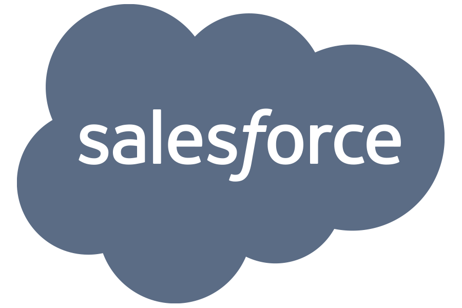 A blue cloud with the word salesforce written in it.