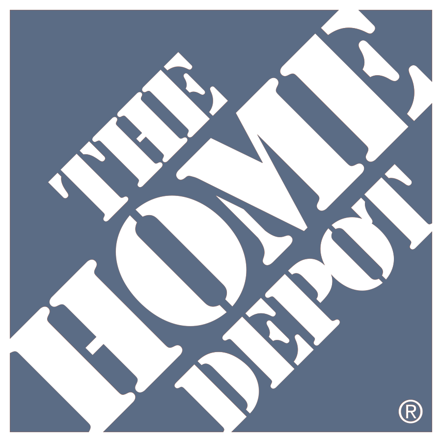 A blue square with green letters that say