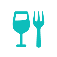 full-service-restaurant-icon A fork and glass are next to each other.