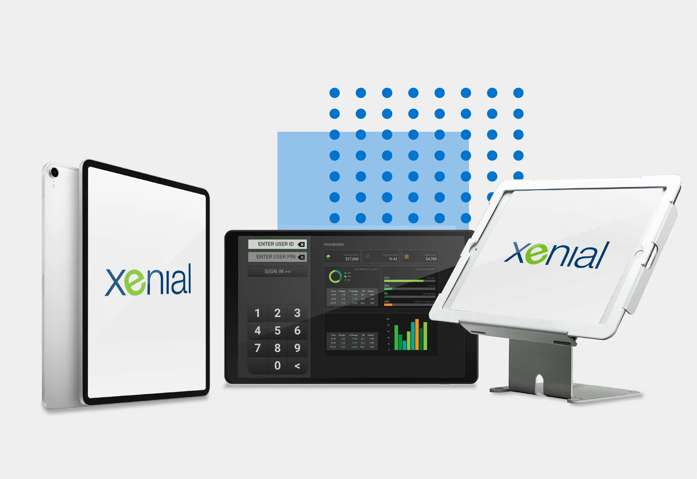 products_pos_hardware_hero2 A group of computers and tablets with the logo for xenial.