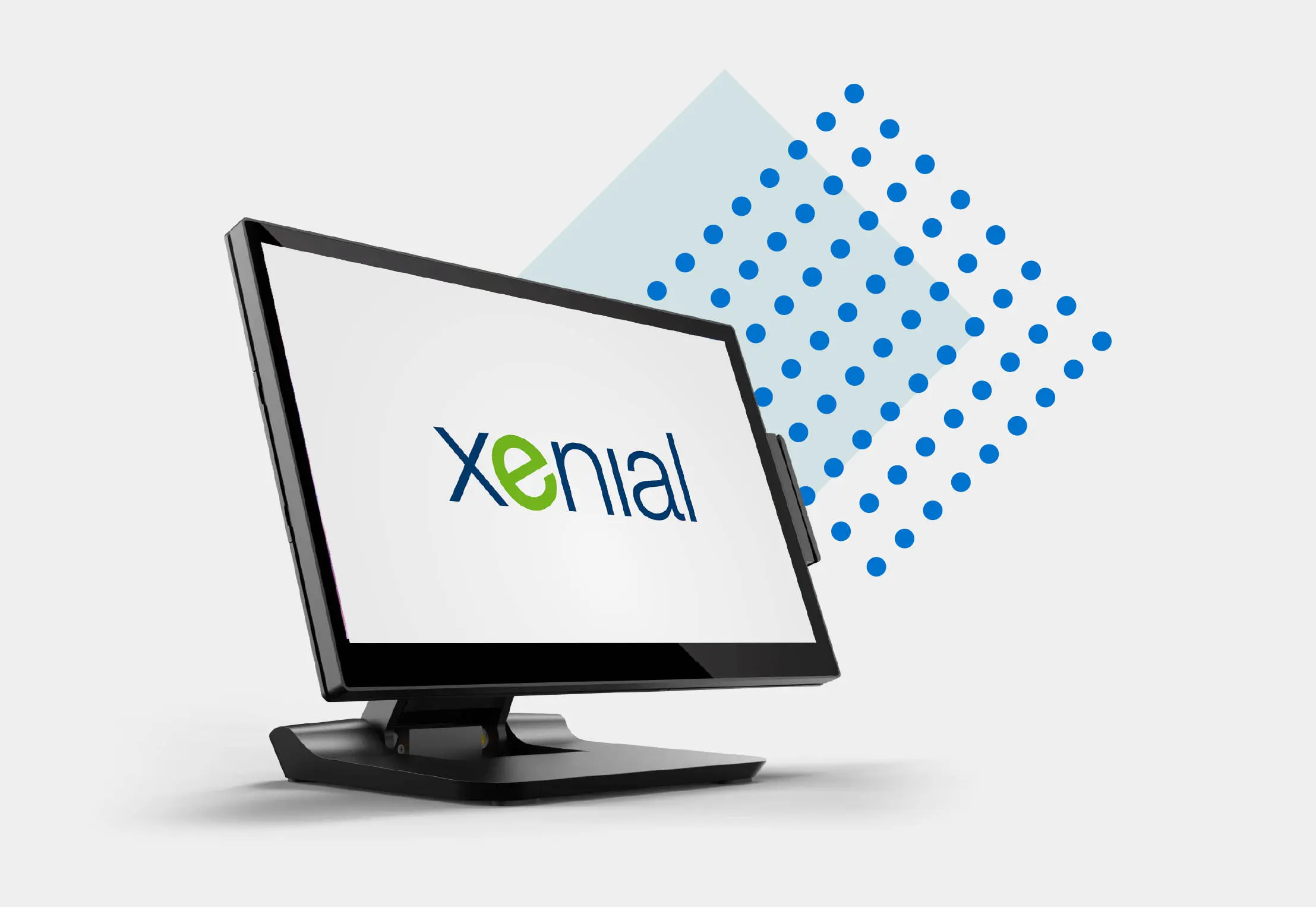 products_touchless_payments_hero3 A computer monitor with the logo of xenial on it.