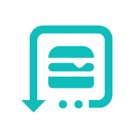 quick-service-restaurant-icon A hamburger icon with an arrow pointing to the bottom of it.