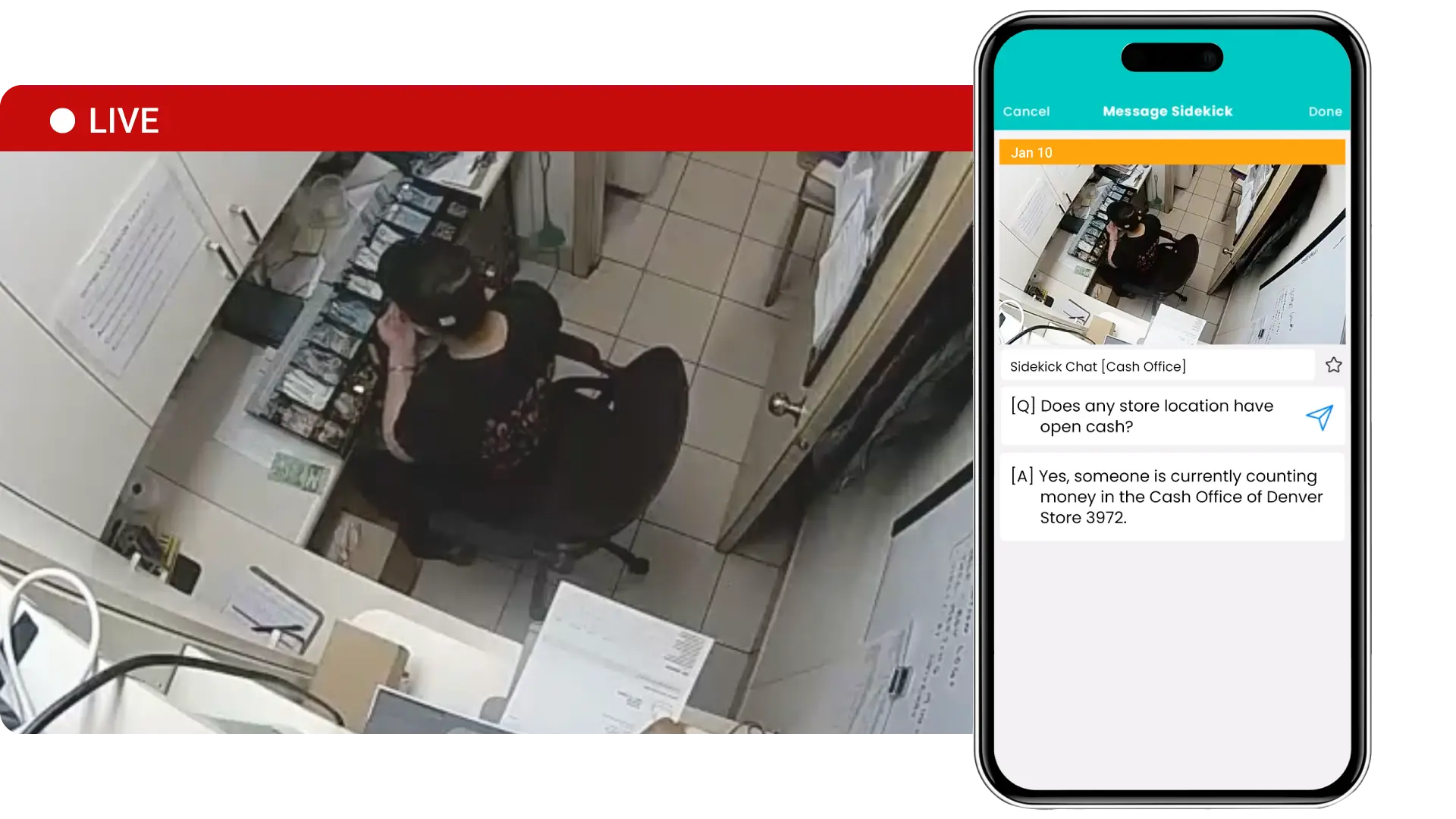 Sidekick-AI-Get-control-of-cash-handling-procedures A woman is sitting in an office chair.